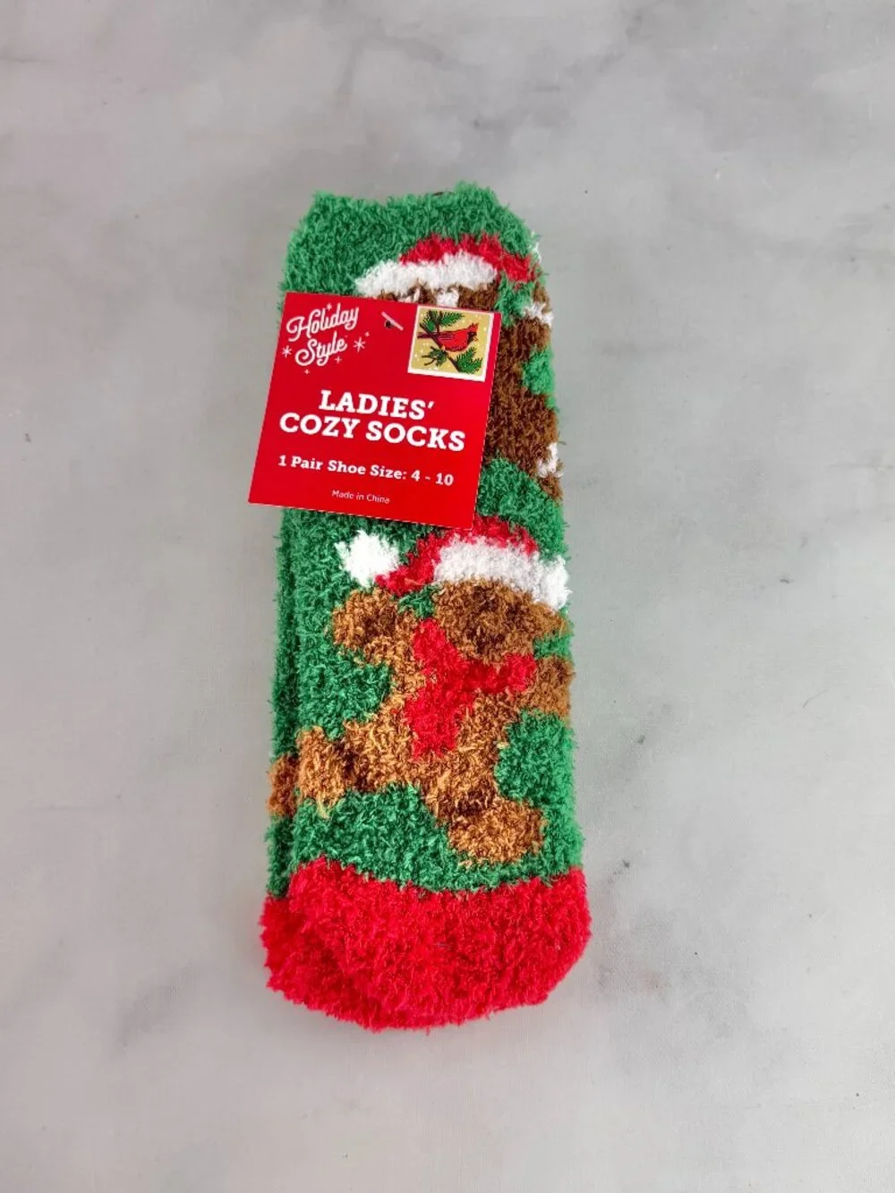 Holiday Style Ladies' Gingerbread Man Cozy Socks